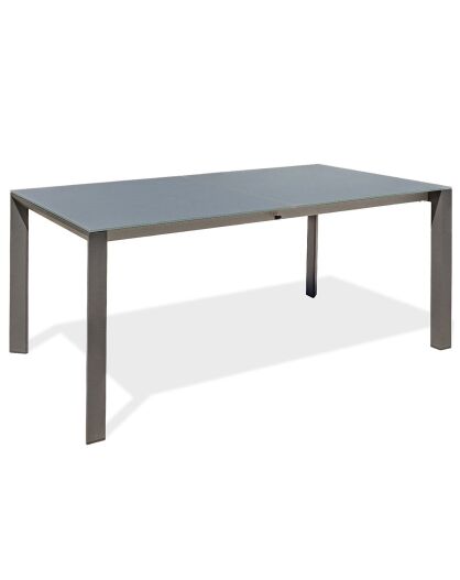 Table de jardin Honfleur aluminium avec plateau en verre extensible gris anthracite - 180/250x100x74 cm